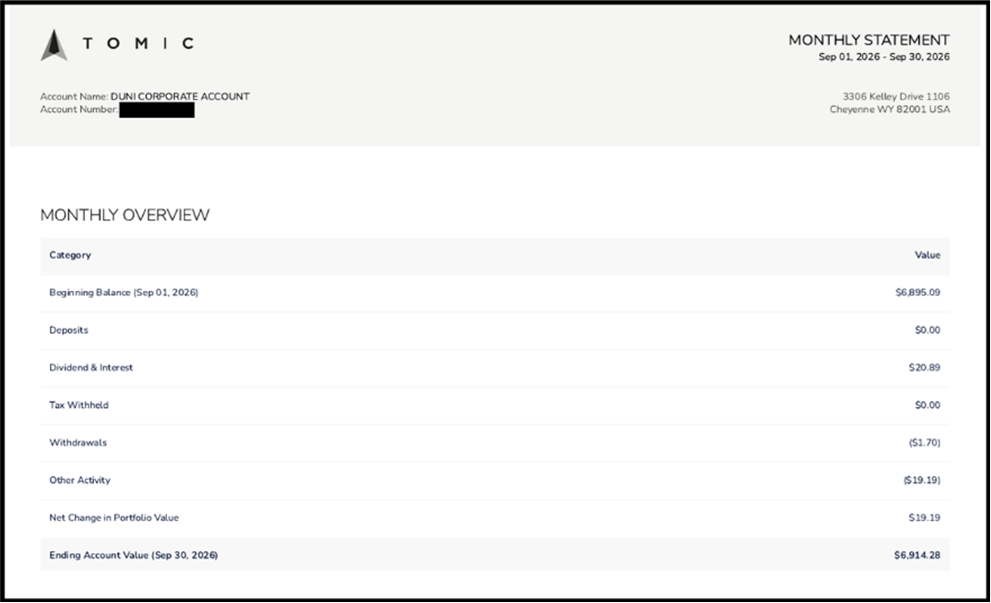 Bank account reconciliation as of September 30, 2026 (3 of 3)