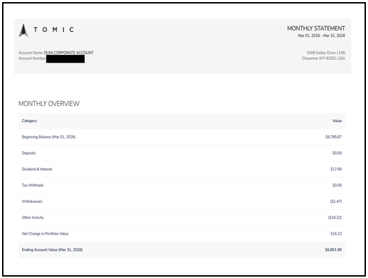 Bank account reconciliation as of March 31, 2026 (3 of 3)